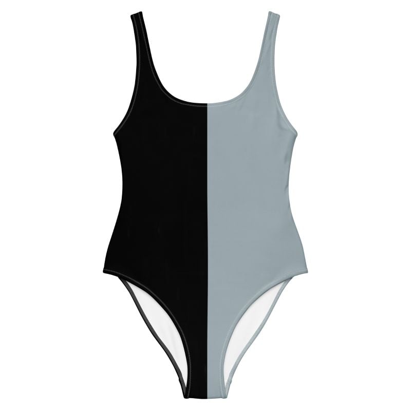 The Bauhaus Series (Grey and Black) One Piece Swimsuit black grey front art concierge clothing 2