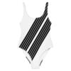 The Stripes Series (Black) One Piece Swimsuit black white front art concierge clothing jpg