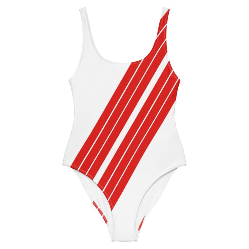 The Stripes Series (Ferrari Red) One Piece Swimsuit Ferrari red front art concierge clothing