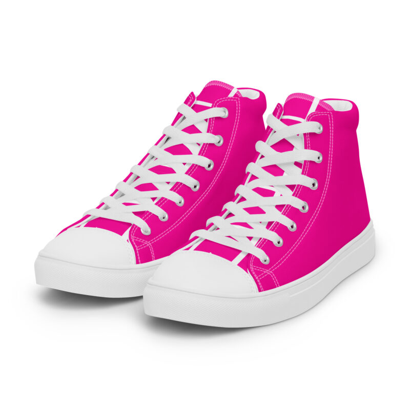 The Artist's High Tops (Neon Pink) Men’s Shoes neon pink and white left front art concierge clothing jpg The Artist's High Tops (Neon Pink) Men’s Shoes neon pink and white left front art concierge clothing jpg