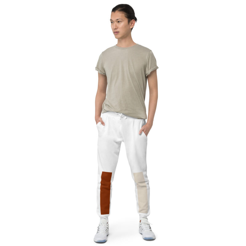 The Ode to Bauhaus (Terracotta) Fleece Sweatpants terracotta and white front art concierge clothing jpg