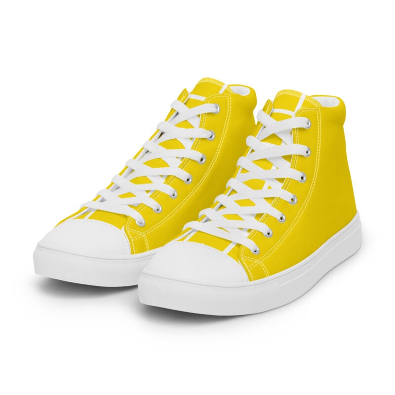 The Artist's High Tops (Bright Yellow) Shoes bright yellow and white left front art concierge clothing jpg