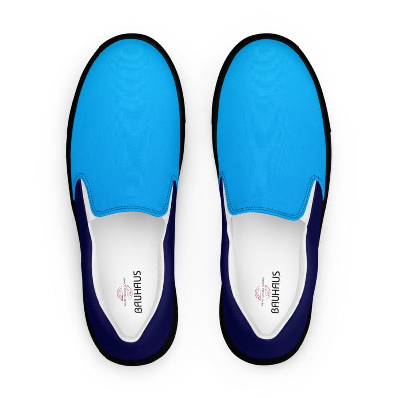 The Bauhaus (Light Blue and Navy) Women’s Slip-on Deck Shoes navy light blue and black front art concierge clothing jpg