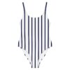The Stripes Series (Vertical White) One Piece Swimsuit blue and white front art concierge clothing jpg
