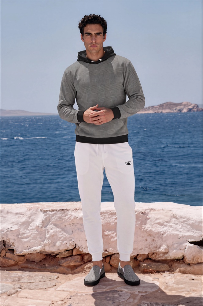 Colter Azure Coast The Tartan Series (Glenn Plaid) Hoodie fleece joggers canvas deck shoes grey tartan white front art concierge clothing jpg