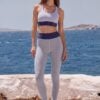 Diane Azure Coast The Stripes Series (Pinstripes)longline sports bra yoga leggings canvas deck shoes blue pinstripes white front art concierge clothing jpg