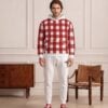 Jordan The Stripes Series (Gingham Red) Hoodie Fleece Joggers Canvas Deck Shoes red white front art concierge clothing JPG