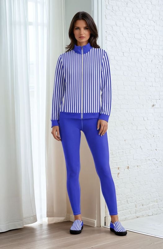 Natalia Lofty Look The Stripes Series (Blue Lines) track jacket yoga leggings canvas deck shoes blue white front art concierge clothing jpg