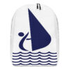 The Nautical Sailboat Minimalist Backpack blue and white front art concierge clothing jpg