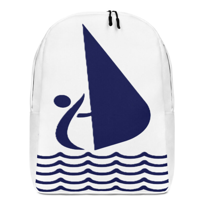The Nautical Sailboat Minimalist Backpack blue and white front art concierge clothing jpg
