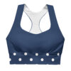 The Bauhaus Series (Pocka Dots) Longline Sports Bra longline sports bra blue and white front art concierge clothing jpg
