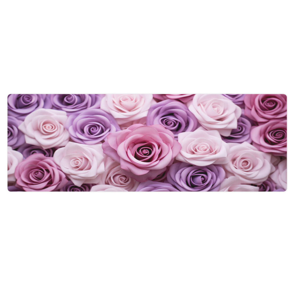 The Art Series (Pink Roses) Yoga Mat white and pink front art concierge clothing jpg