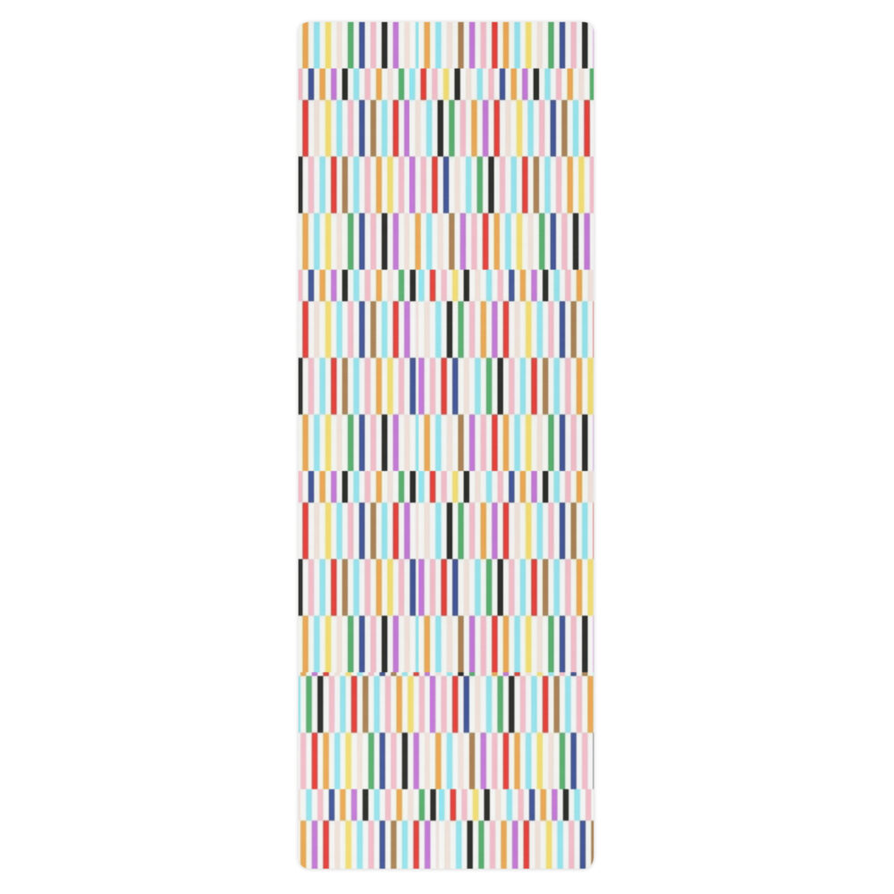 The Stripes Series (Multi-Colored Lines) Yoga Mat multi-colored front art concierge clothing jpg