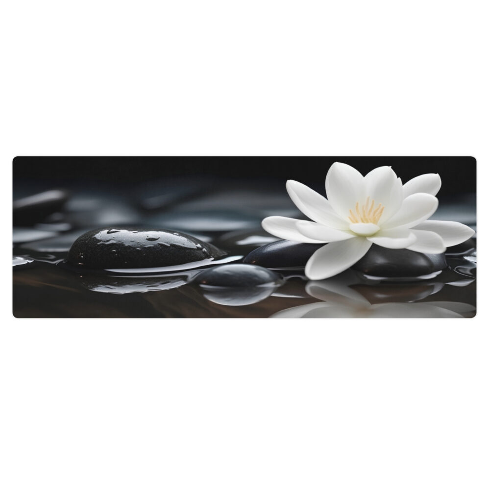 The Art Series (Yoga Stones with Flower) Yoga Mat black front art concierge clothing jpg
