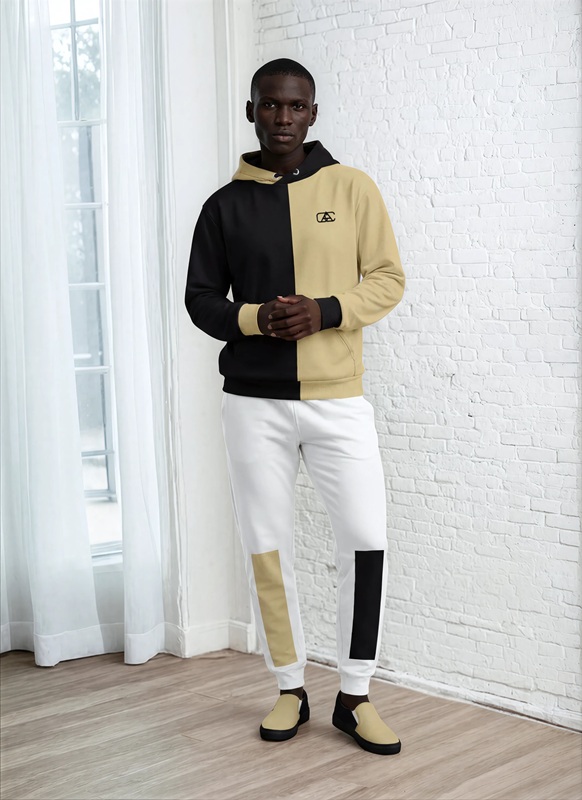 Javen Lofty Look The Bauhaus Series (Khaki and Black) hoodie fleece sweatpants canvas deck shoes khaki black front art concierge clothing JPG