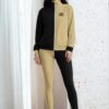 Lina Lofty Look The Bauhaus Series (Khaki and Black) track jacket yoga leggings canvas deck shoes khaki black front art concierge clothing JPG
