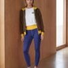 Pheobe The Bauhaus Series (Chocolate and Friends) Track Jacket Yoga Leggings canvas deck shoes chocolate mustard yellow navy blue white front art concierge clothing jpg