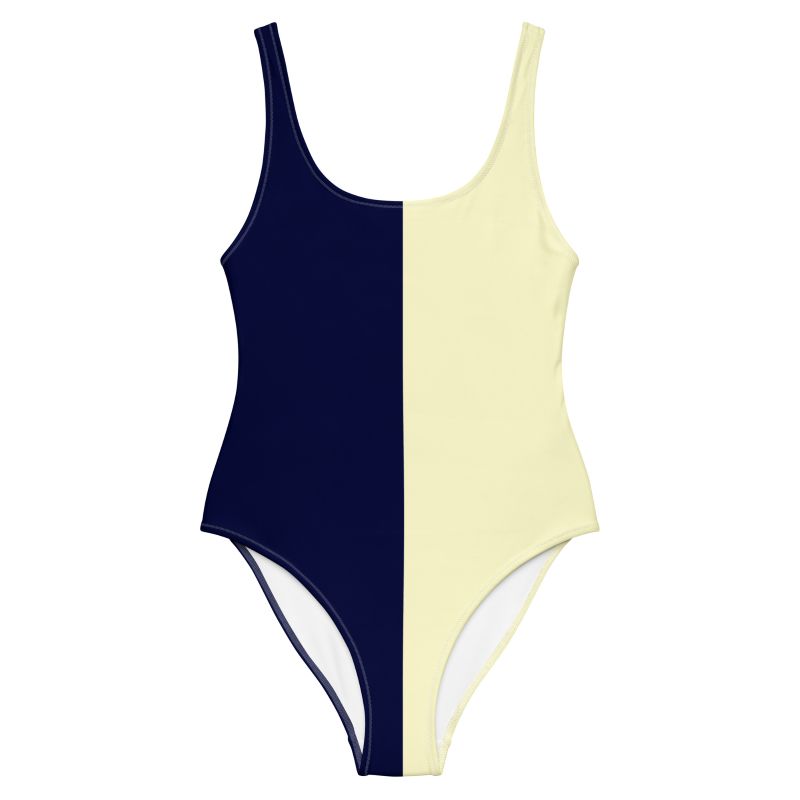 The Bauhaus Series (Cream and Navy Blue) One Piece Swimsuit cream navy blue front art concierge clothing 2