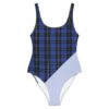 The Tartan Series (House of Wales) One Piece Swimsuit blue black pink front art concierge clothing jpg
