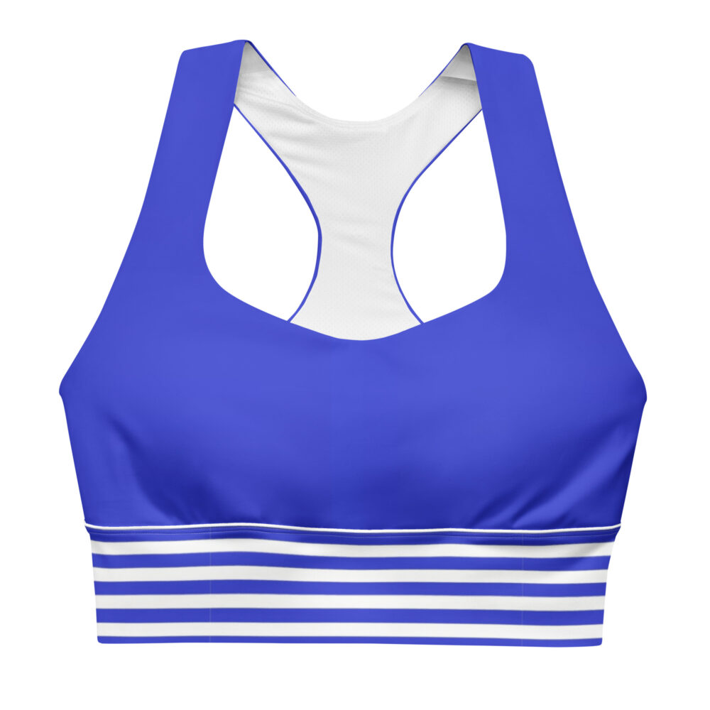 The Stripes Series (Blue Lines) Matching Longline Sports Bra blue and white front art concierge clothing jpg