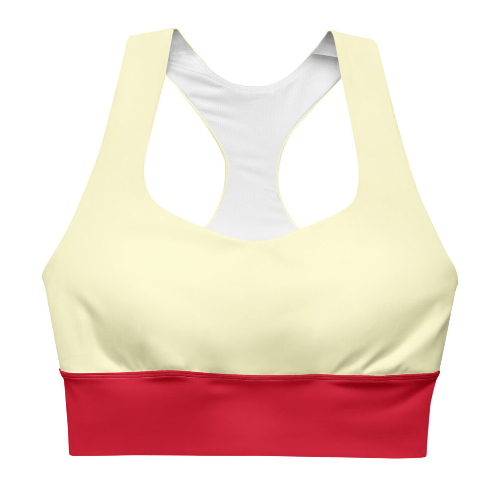 The Bauhaus Series (Cream and Cherry Red) Longline Sports Bra cream and cherry red front art concierge clothing jpg