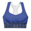 The Tartan Series (House of Wales) Matching Longline Sports Bra blue and tartan front art concierge clothing jpg