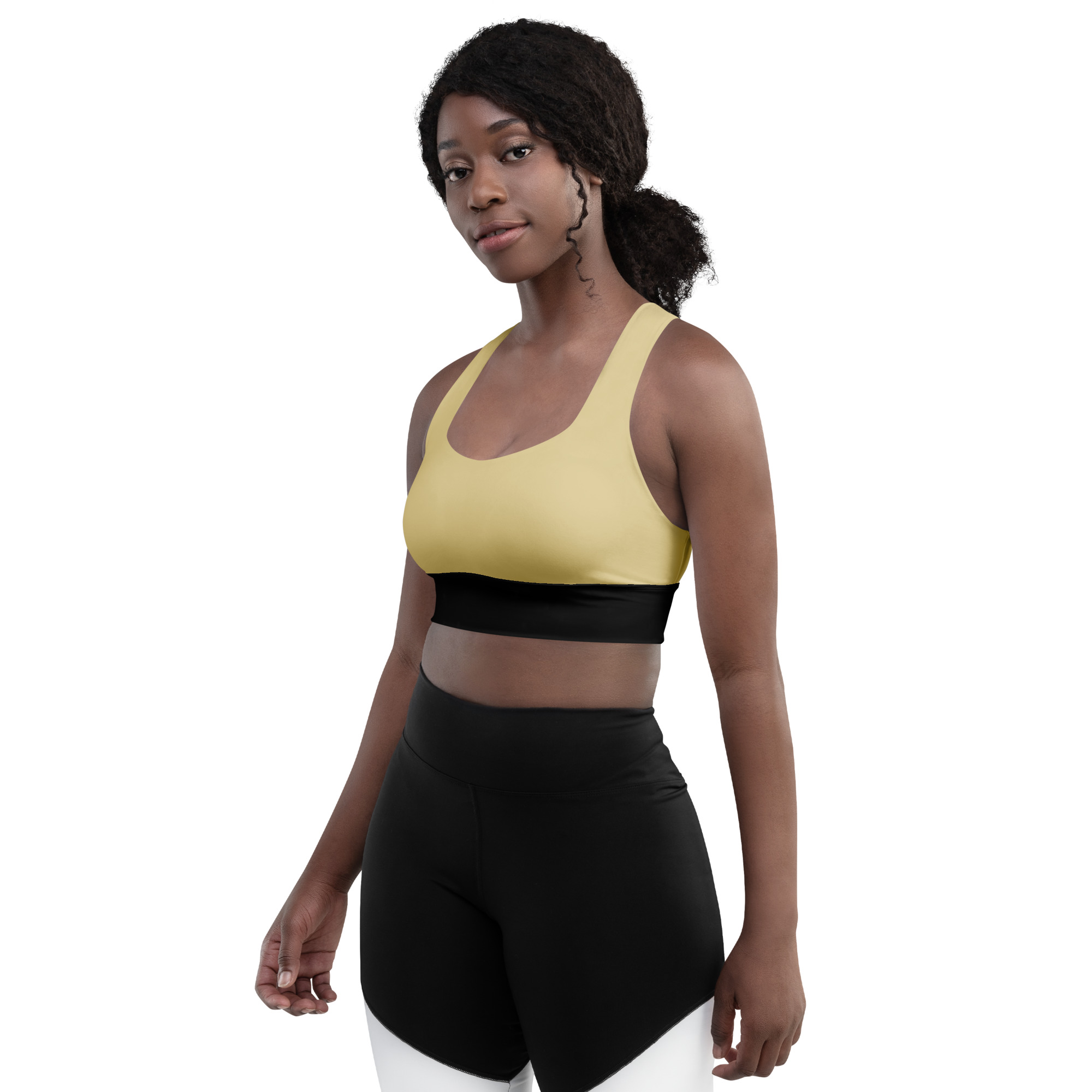 all over print recycled longline sports bra white left front 691c02fbc1315 jpg