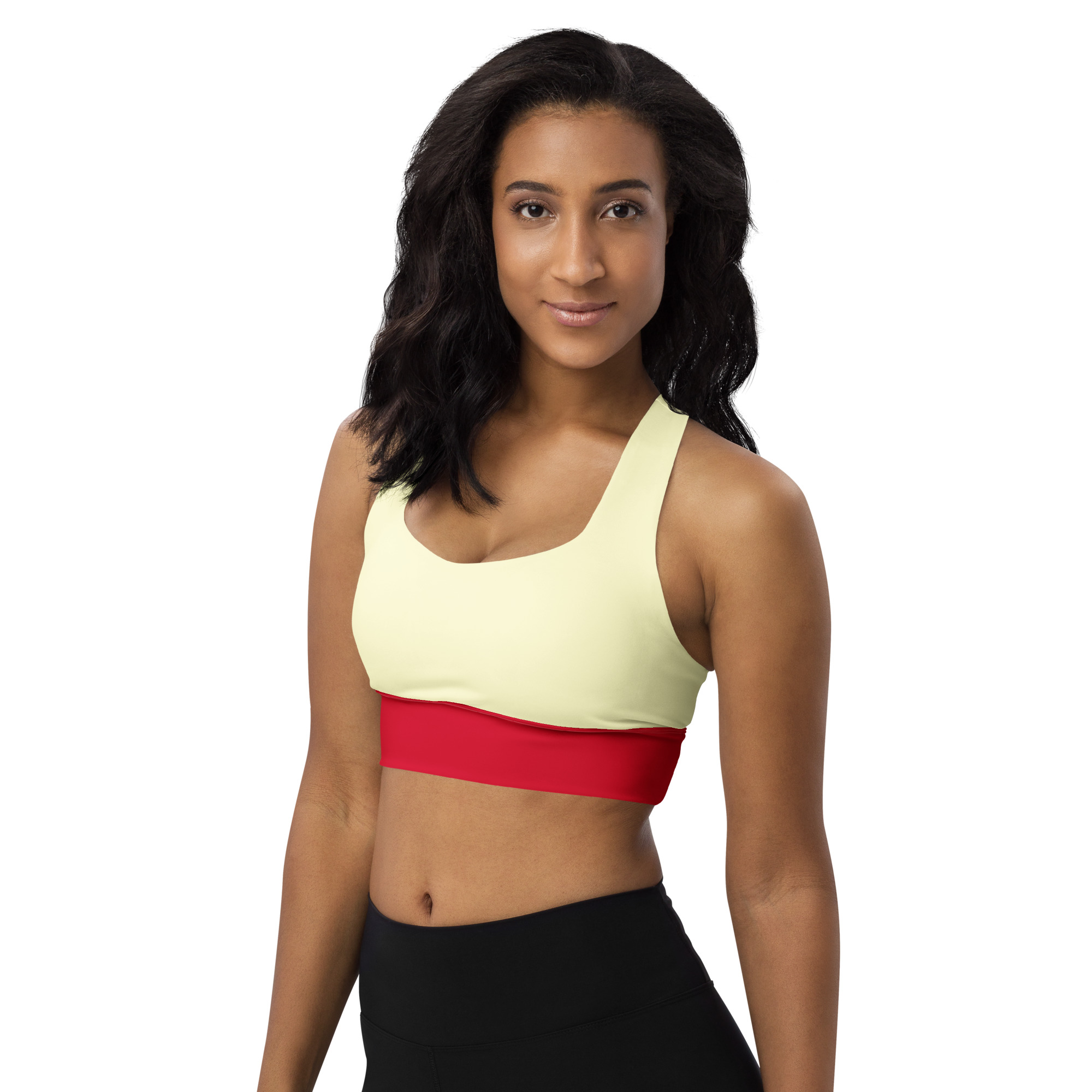 all over print recycled longline sports bra white left front 691c053b7add9 jpg