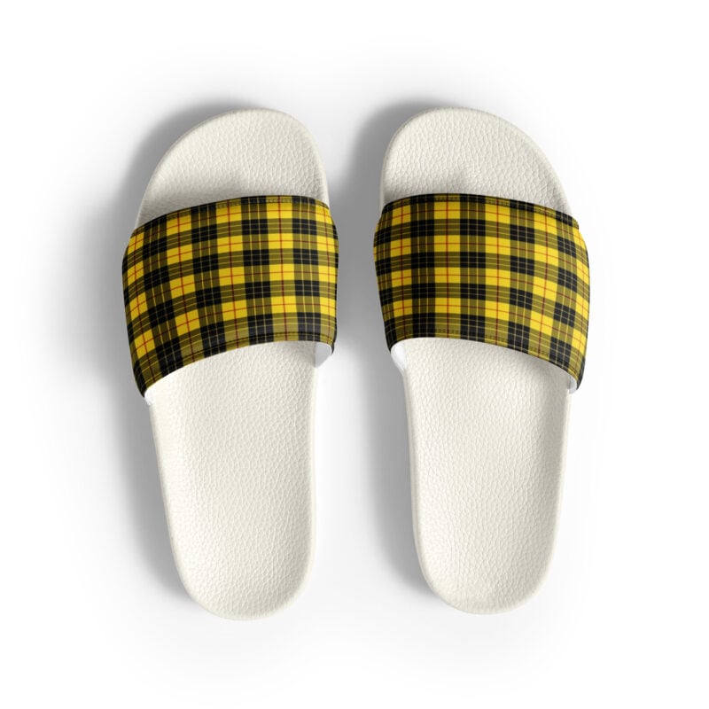 The Tartan Series (Macleod) Slides yellow and black tartan front art concierge clothing jpg
