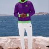 Adrian Azure Coast The Bauhaus Series (Royal Purple and Lime) Hoodie Fleece Joggers Canvas Deck Shoes royal purple lime green white front art concierge clothing JPG