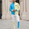 Gary Parisian Rue The Bauhaus Series (Cream and Deep Blue Sky) Hoodie track pants canvas deck shoes cream deep blue front art concierge clothing JPG