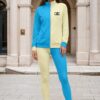 Natalia Parisian Rue The Bauhaus Series (Cream and Deep Blue Sky) track jacket yoga leggings canvas deck shoes cream deep blue front art concierge clothing JPG