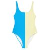The Bauhaus Series (Cream and Deep Blue Sky) One Piece Swimsuit cream deep blue front art concierge clothing 2