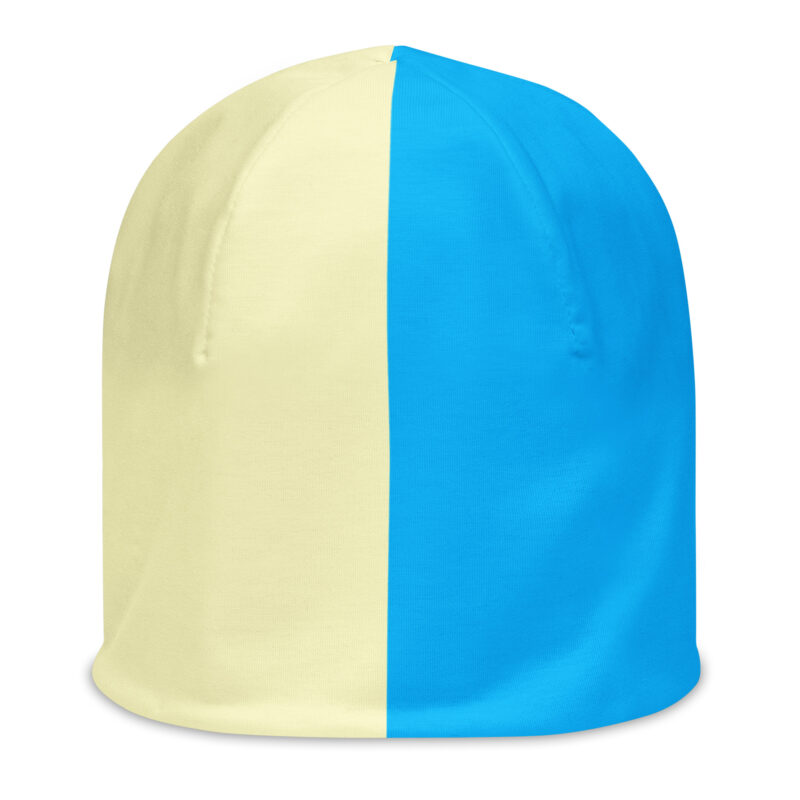 The Bauhaus Series (Cream and Deep Blue Sky) Beanie cream and light blue front art concierge clothing jpg