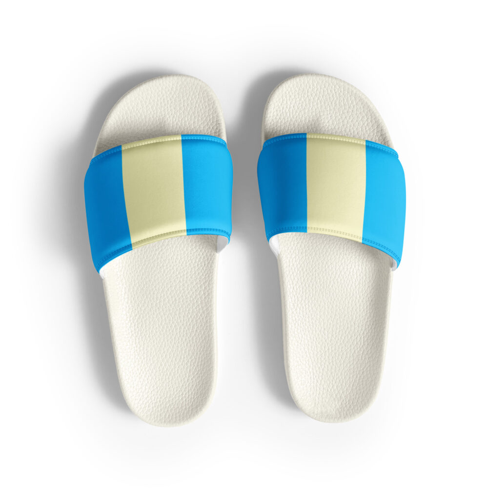 The Bauhaus Series (Cream and Deep Blue Sky) Slides blue, cream and white front art concierge clothing jpg