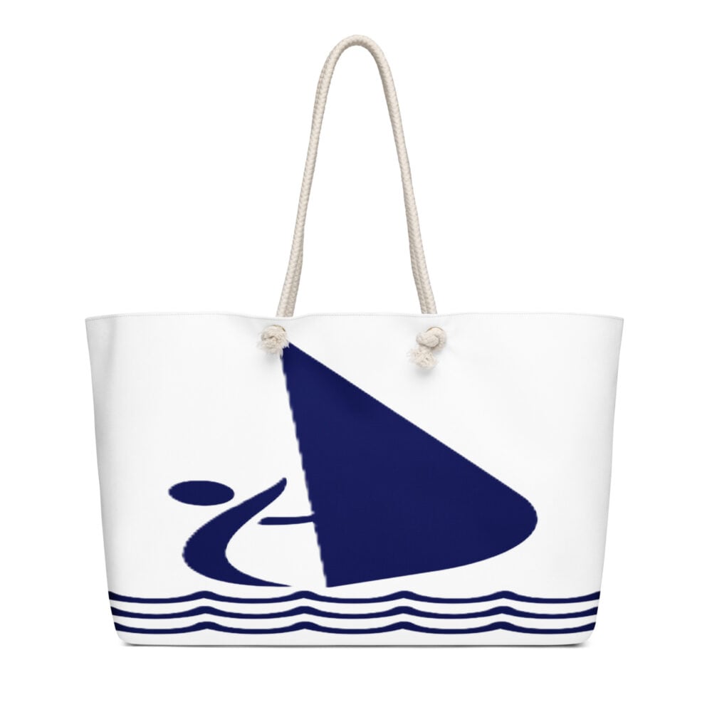 The Nautical Series (Windsurfer) Weekender Bag blue and white 24x13 front art concierge clothing jpg