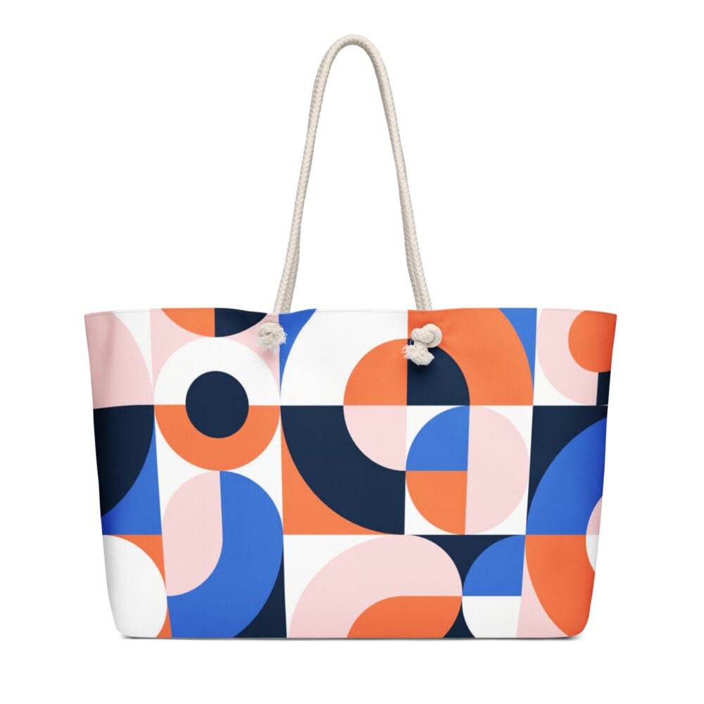 The Bauhaus Series (September) Weekender Bag blue and green and white 24x13 front art concierge clothing jpg