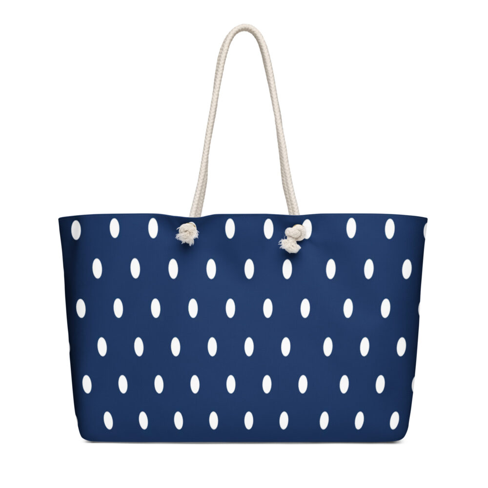 The Bauhaus Series (Pocka Dots) Weekender Bag blue and white 24x13 front art concierge clothing jpg