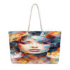 The Art Series (Lady in Water Colors) Weekender Bag blue and yellow 24x13 front art concierge clothing jpg The Art Series (Lady in Water Colors) Weekender Bag blue and yellow 24x13 front art concierge clothing jpg