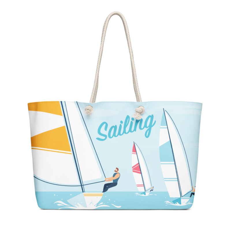 The Nautical Series (Sailboat) Weekender Bag blue and white 24x13 front art concierge clothing jpg