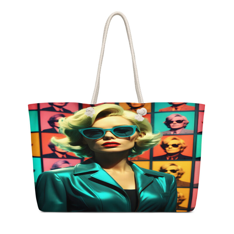 The Art Series (Warhol 2) Weekender Bag yellow and grey 24x13 front art concierge clothing jpg