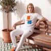 Bodhi The Bauhaus Series (Persimmon and Friends) Champion T Shirt Fleece Joggers Canvas Deck Shoes persimmon blue black white front art concierge clothing JPG