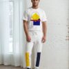 Gary Lofty Look The Bauhaus Series (Blue, Yellow and Red) Fleece Sweatpants blue yellow white front art concierge clothing JPG