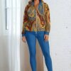 Melissa Lofty Look the paisley series track jacket yoga leggings canvas deck shoes blue red paisley front art concierge clothing jpg