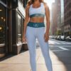 Melissa NY Cityscape the bauhaus grey and teal longline bra yoga leggings grey teal front art concierge clothing JPG
