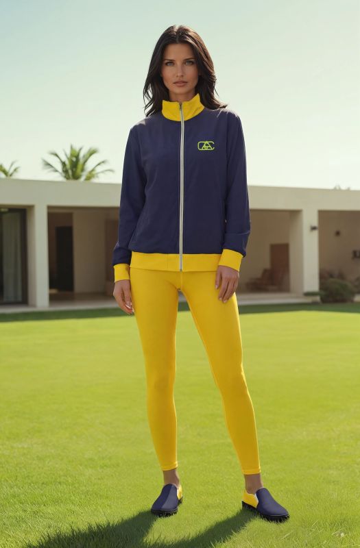 Natalia Luxury Villa The Bauhaus Series (Navy and Yellow) navy and yellow front Track Jacket Art Concierge Clothing JPG