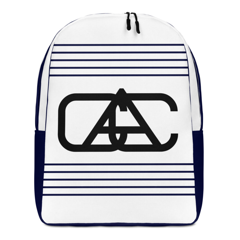 The Stripes Series (Vertical White) Backpack navy black white front art concierge clothing jpg