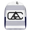 The Stripes Series (Vertical White) Backpack navy black white front art concierge clothing jpg