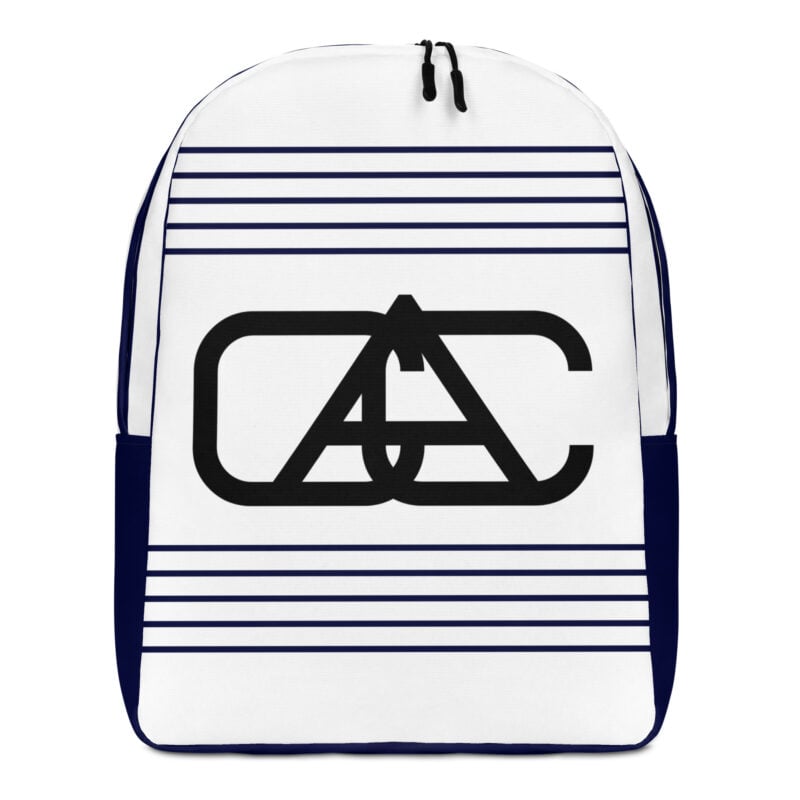 The Stripes Series (Vertical White) Backpack navy black white front art concierge clothing jpg