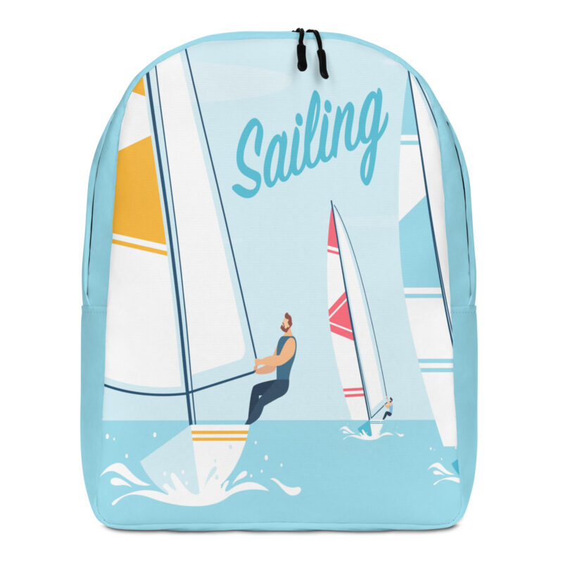 The Nautical Series (Sailboat) Minimalist Backpack blue yellow red white front art concierge clothing jpg
